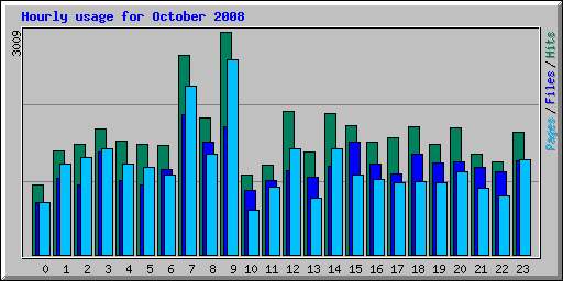 Hourly usage for October 2008