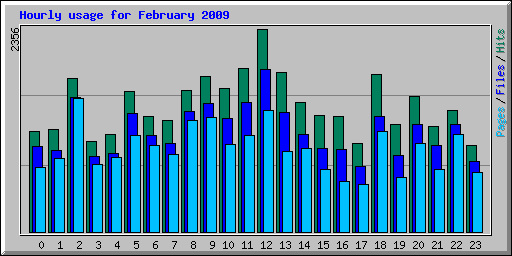 Hourly usage for February 2009